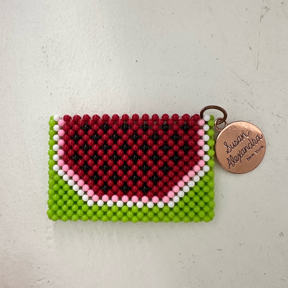 Susan Alexandra Vibrant Watermelon Beaded Pouch